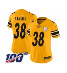 Women's Pittsburgh Steelers #38 Jaylen Samuels Limited Gold Inverted Legend 100th Season Football Jersey
