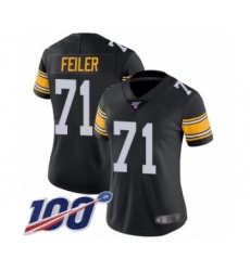Women's Pittsburgh Steelers #71 Matt Feiler Black Alternate Vapor Untouchable Limited Player 100th Season Football Jersey