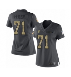 Women's Pittsburgh Steelers #71 Matt Feiler Limited Black 2016 Salute to Service Football Jersey