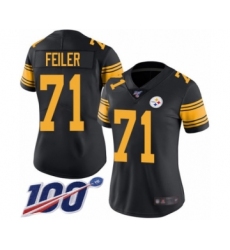Women's Pittsburgh Steelers #71 Matt Feiler Limited Black Rush Vapor Untouchable 100th Season Football Jersey