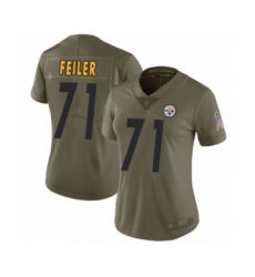 Women's Pittsburgh Steelers #71 Matt Feiler Limited Olive 2017 Salute to Service Football Jersey