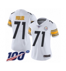 Women's Pittsburgh Steelers #71 Matt Feiler White Vapor Untouchable Limited Player 100th Season Football Jersey
