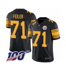 Youth Pittsburgh Steelers #71 Matt Feiler Limited Black Rush Vapor Untouchable 100th Season Football Jersey