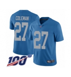 Men's Detroit Lions #27 Justin Coleman Blue Alternate Vapor Untouchable Limited Player 100th Season Football Jersey