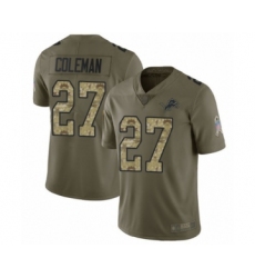 Men's Detroit Lions #27 Justin Coleman Limited Olive Camo Salute to Service Football Jersey