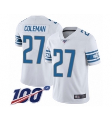 Men's Detroit Lions #27 Justin Coleman White Vapor Untouchable Limited Player 100th Season Football Jersey