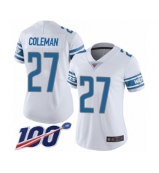 Women's Detroit Lions #27 Justin Coleman White Vapor Untouchable Limited Player 100th Season Football Jersey