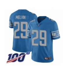 Men's Detroit Lions #29 Rashaan Melvin Blue Team Color Vapor Untouchable Limited Player 100th Season Football Jersey