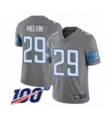 Men's Detroit Lions #29 Rashaan Melvin Limited Steel Rush Vapor Untouchable 100th Season Football Jersey