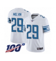 Men's Detroit Lions #29 Rashaan Melvin White Vapor Untouchable Limited Player 100th Season Football Jersey