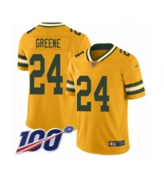 Men's Green Bay Packers #24 Raven Greene Limited Gold Inverted Legend 100th Season Football Jersey