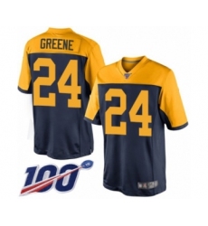 Men's Green Bay Packers #24 Raven Greene Limited Navy Blue Alternate 100th Season Football Jersey