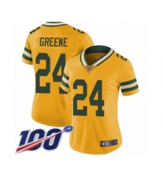 Women's Green Bay Packers #24 Raven Greene Limited Gold Rush Vapor Untouchable 100th Season Football Jersey