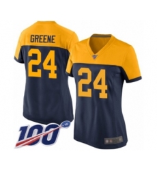 Women's Green Bay Packers #24 Raven Greene Limited Navy Blue Alternate 100th Season Football Jersey