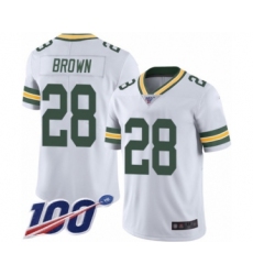 Youth Green Bay Packers #28 Tony Brown White Vapor Untouchable Limited Player 100th Season Football Jersey