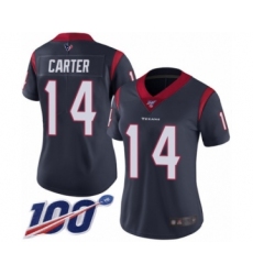 Women's Houston Texans #14 DeAndre Carter Navy Blue Team Color Vapor Untouchable Limited Player 100th Season Football Jersey