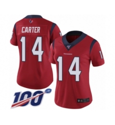 Women's Houston Texans #14 DeAndre Carter Red Alternate Vapor Untouchable Limited Player 100th Season Football Jersey