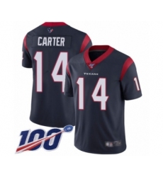 Youth Houston Texans #14 DeAndre Carter Navy Blue Team Color Vapor Untouchable Limited Player 100th Season Football Jersey