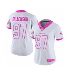 Women's Houston Texans #97 Angelo Blackson Limited White Pink Rush Fashion Football Jersey