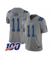 Men's Indianapolis Colts #11 Deon Cain Limited Gray Inverted Legend 100th Season Football Jersey