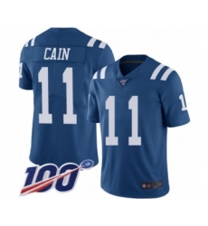 Men's Indianapolis Colts #11 Deon Cain Limited Royal Blue Rush Vapor Untouchable 100th Season Football Jersey