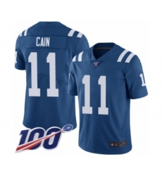 Men's Indianapolis Colts #11 Deon Cain Royal Blue Team Color Vapor Untouchable Limited Player 100th Season Football Jersey