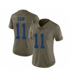 Women's Indianapolis Colts #11 Deon Cain Limited Olive 2017 Salute to Service Football Jersey