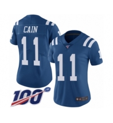 Women's Indianapolis Colts #11 Deon Cain Limited Royal Blue Rush Vapor Untouchable 100th Season Football Jersey