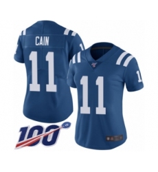 Women's Indianapolis Colts #11 Deon Cain Royal Blue Team Color Vapor Untouchable Limited Player 100th Season Football Jersey