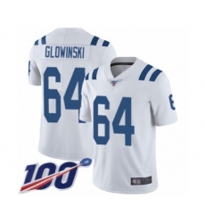 Men's Indianapolis Colts #64 Mark Glowinski White Vapor Untouchable Limited Player 100th Season Football Jersey