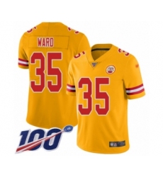 Men's Kansas City Chiefs #35 Charvarius Ward Limited Gold Inverted Legend 100th Season Football Jersey