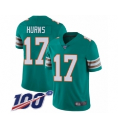 Men's Miami Dolphins #17 Allen Hurns Aqua Green Alternate Vapor Untouchable Limited Player 100th Season Football Jersey