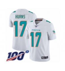 Men's Miami Dolphins #17 Allen Hurns White Vapor Untouchable Limited Player 100th Season Football Jersey