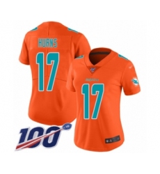 Women's Miami Dolphins #17 Allen Hurns Limited Orange Inverted Legend 100th Season Football Jersey