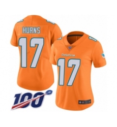 Women's Miami Dolphins #17 Allen Hurns Limited Orange Rush Vapor Untouchable 100th Season Football Jersey
