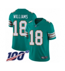 Men's Miami Dolphins #18 Preston Williams Aqua Green Alternate Vapor Untouchable Limited Player 100th Season Football Jersey