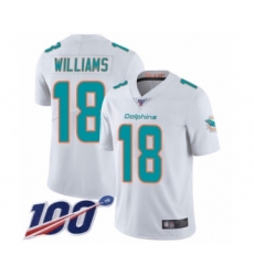 Men's Miami Dolphins #18 Preston Williams White Vapor Untouchable Limited Player 100th Season Football Jersey