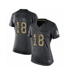 Women's Miami Dolphins #18 Preston Williams Limited Black 2016 Salute to Service Football Jersey