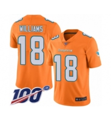 Youth Miami Dolphins #18 Preston Williams Limited Orange Rush Vapor Untouchable 100th Season Football Jersey