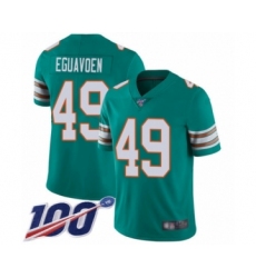Men's Miami Dolphins #49 Sam Eguavoen Aqua Green Alternate Vapor Untouchable Limited Player 100th Season Football Jersey