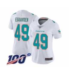 Women's Miami Dolphins #49 Sam Eguavoen White Vapor Untouchable Limited Player 100th Season Football Jersey