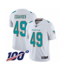 Youth Miami Dolphins #49 Sam Eguavoen White Vapor Untouchable Limited Player 100th Season Football Jersey