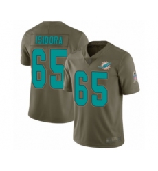 Men's Miami Dolphins #65 Danny Isidora Limited Olive 2017 Salute to Service Football Jersey