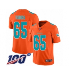 Youth Miami Dolphins #65 Danny Isidora Limited Orange Inverted Legend 100th Season Football Jersey