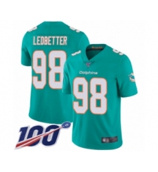 Men's Miami Dolphins #98 Jonathan Ledbetter Aqua Green Team Color Vapor Untouchable Limited Player 100th Season Football Jersey
