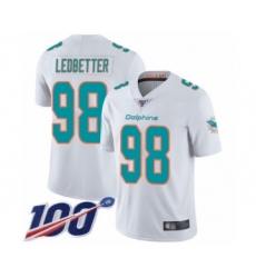 Men's Miami Dolphins #98 Jonathan Ledbetter White Vapor Untouchable Limited Player 100th Season Football Jersey