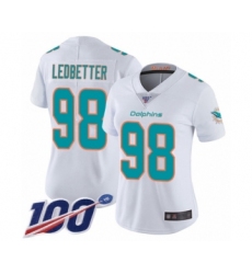 Women's Miami Dolphins #98 Jonathan Ledbetter White Vapor Untouchable Limited Player 100th Season Football Jersey