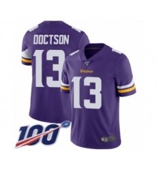 Youth Minnesota Vikings #13 Josh Doctson Purple Team Color Vapor Untouchable Limited Player 100th Season Football Jersey