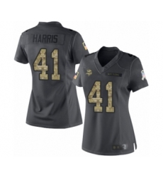 Women's Minnesota Vikings #41 Anthony Harris Limited Black 2016 Salute to Service Football Jersey