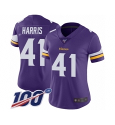 Women's Minnesota Vikings #41 Anthony Harris Purple Team Color Vapor Untouchable Limited Player 100th Season Football Jersey